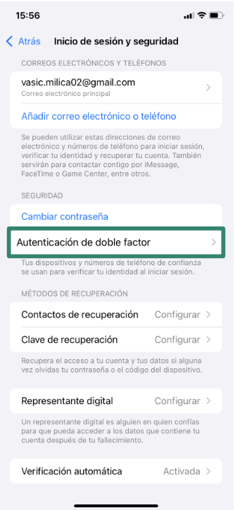 iPhone screen with Two-Factor Authentication option in Sign-In & Security.