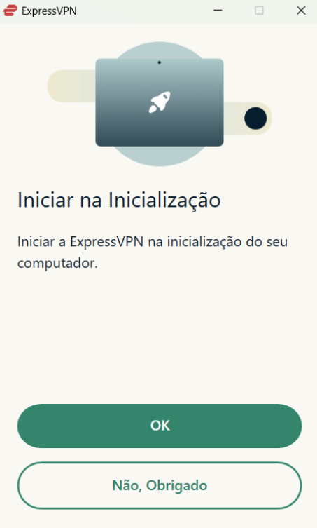 ExpressVPN on Windows asking to launch automatically on Windows startup.