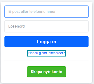 Facebook sign-in area with Forgot password? highlighted.