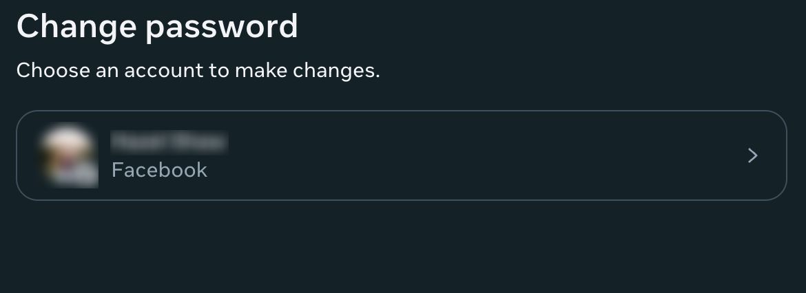 Choosing a Facebook account for password setup.
