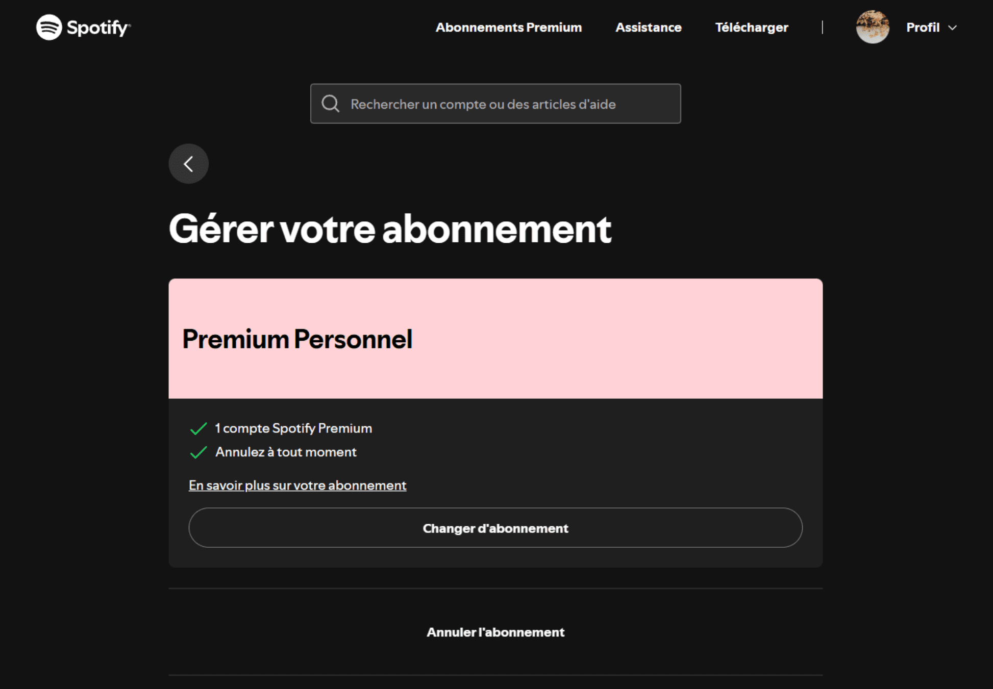 Select Cancel Subscription Or Change Plan Fr