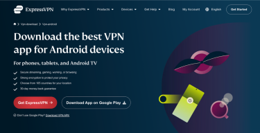 A screenshot of the Android app download page on ExpressVPN's website