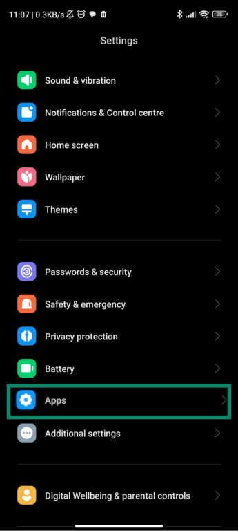 The Apps settings on an Android phone.