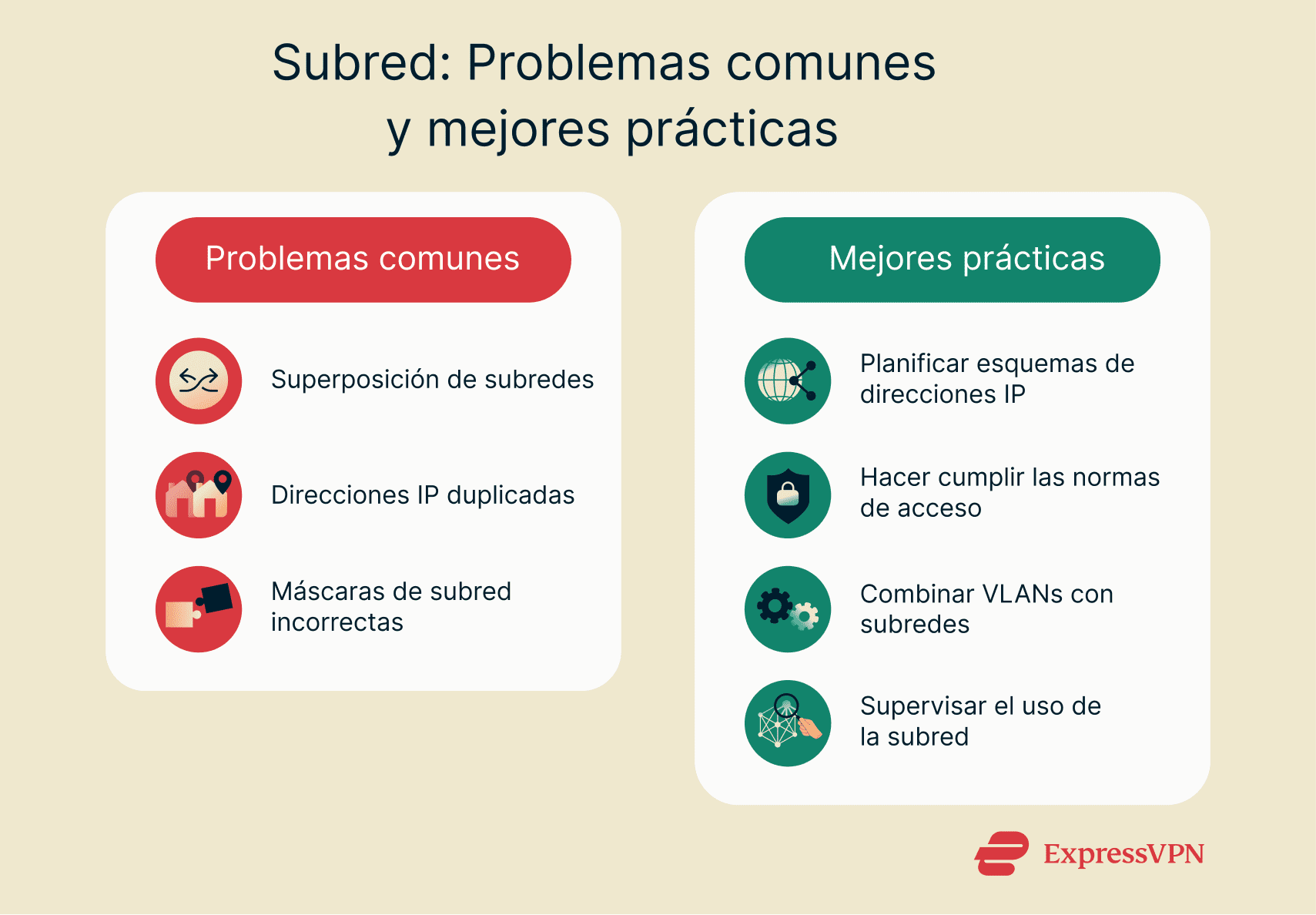 nfographic showing common subnetting problems and best practices.