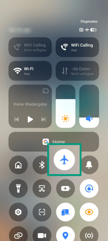 An Android screenshot, showing the Airplane Mode icon in the Quick Settings menu.