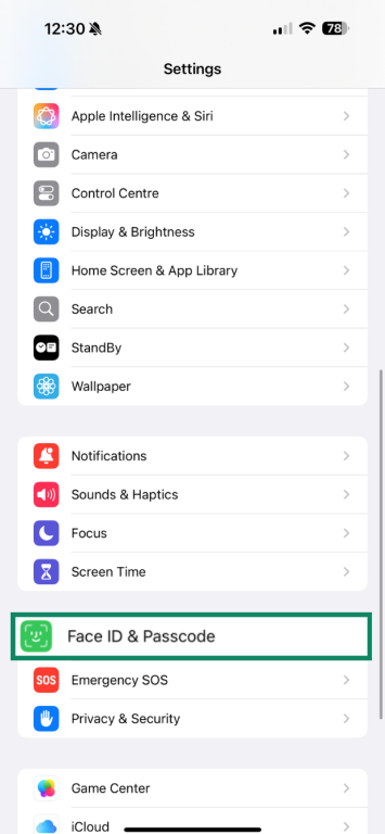 Go to Settings and tap Face ID & Passcode.