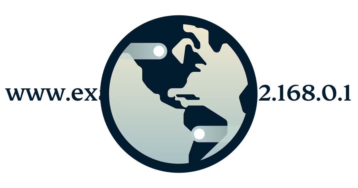 IP 주소로 변환된 URL을 보여주는 둥근 DNS 로고