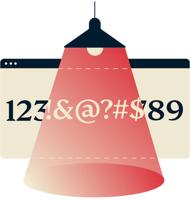 Lampa som visar en krypterad tallinje.