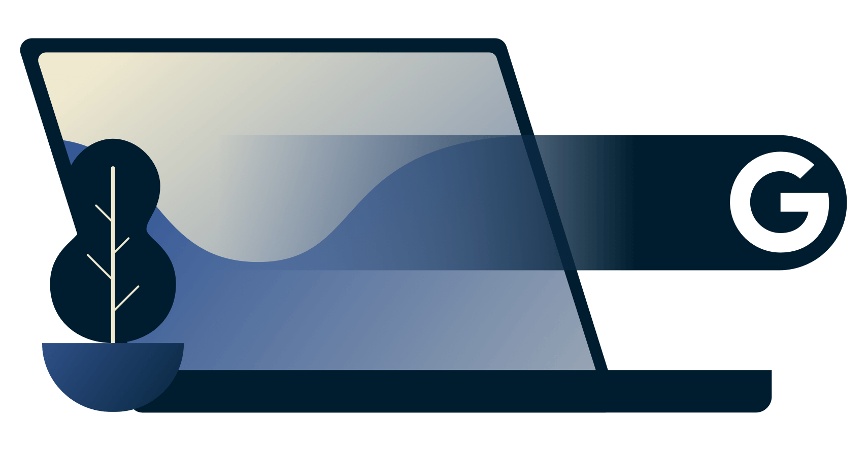 Google-ikonet kommer ut av en bærbar PC.