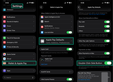 How to disable the double-click side button for Apple Pay on iPhone.