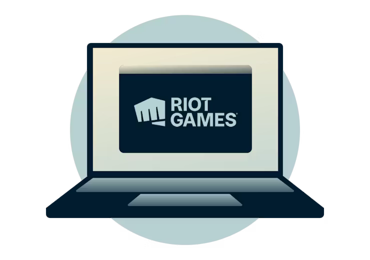 노트북에 표시된 Riot Games 로고
