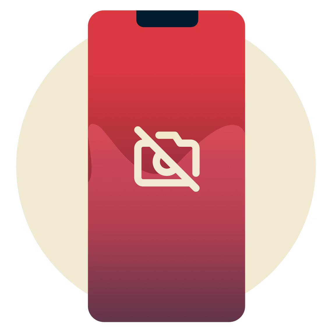 camera icon with line through it. 
