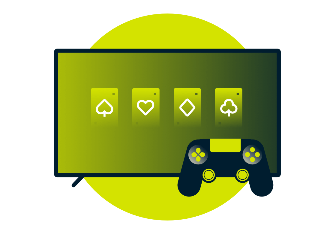 Playing card symbols on a monitor.