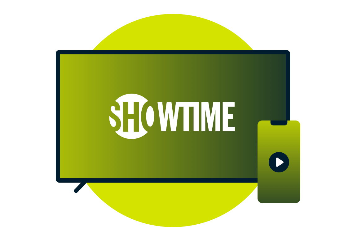 Ein Laptop und ein Telefon mit dem Showtime-Logo.