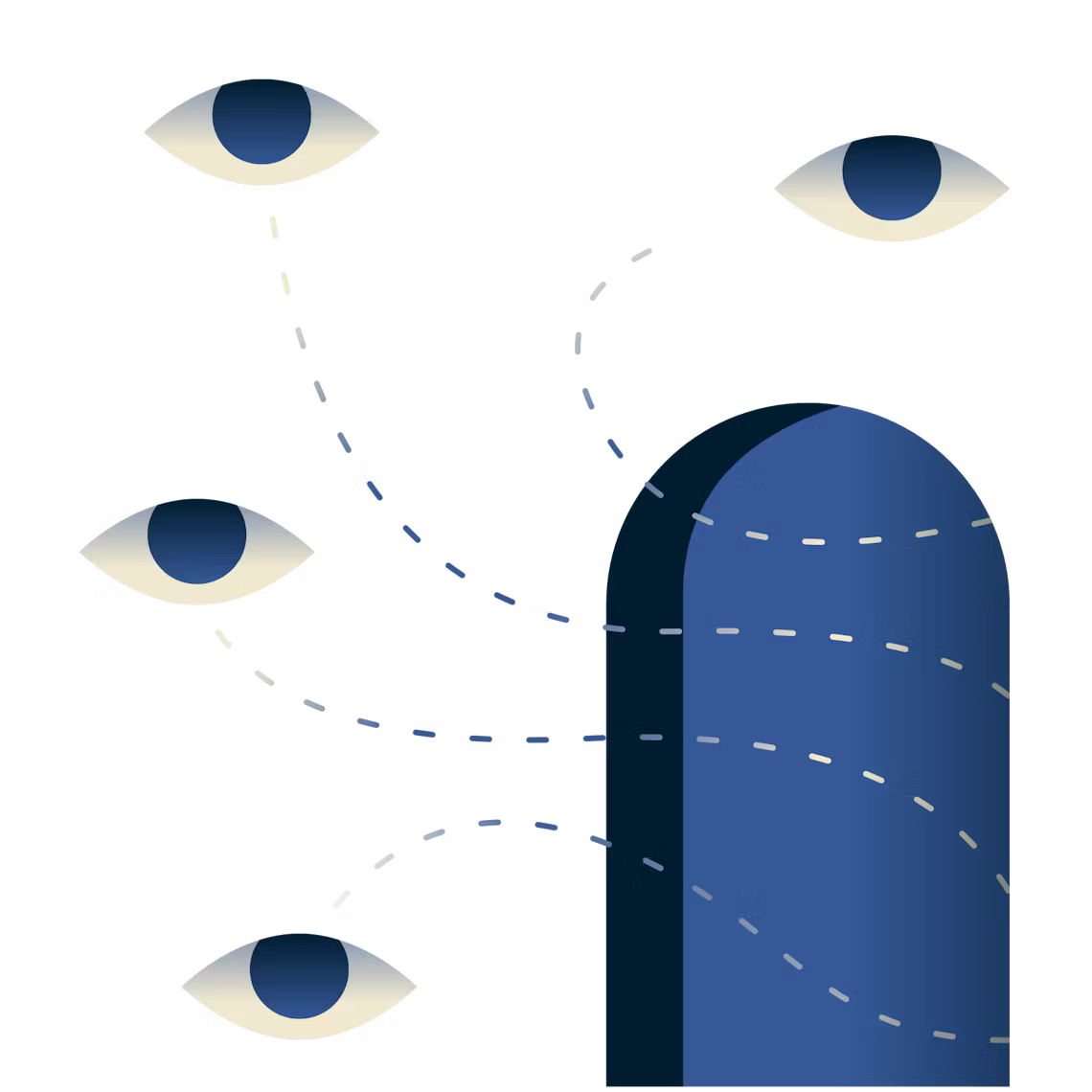 Occhi che guardano attraverso una porta.