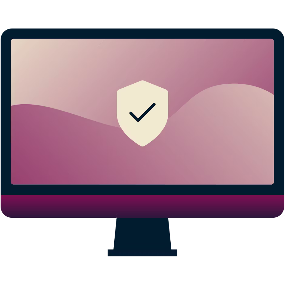 Jaka jest różnica między Proxy a VPN? Ekran komputera z tarczą, na której widnieje znacznik wyboru.