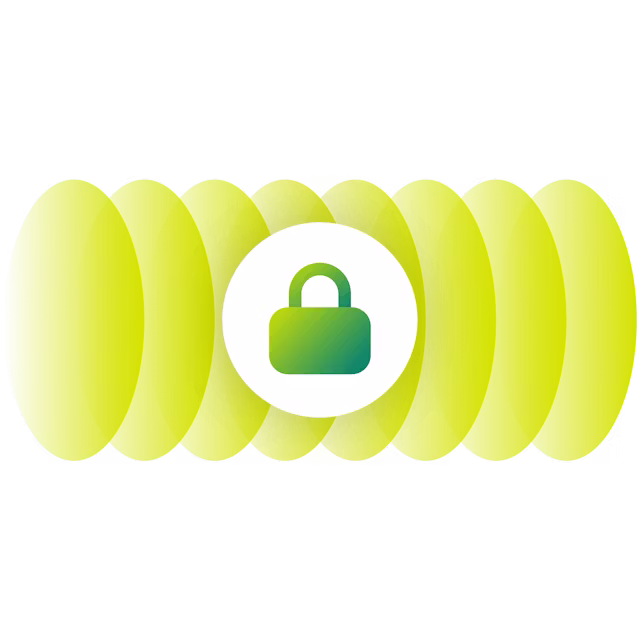 Ondas verdes con un candado cerrado.