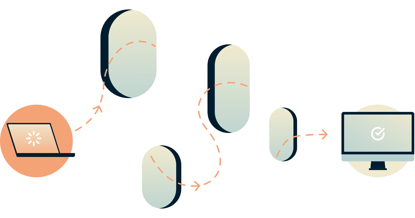 Laptop connection going through different holes to reach another computer.