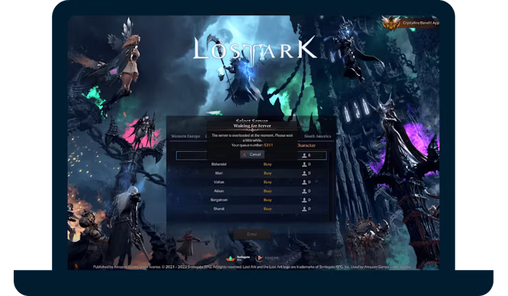 Lost Ark on a laptop.