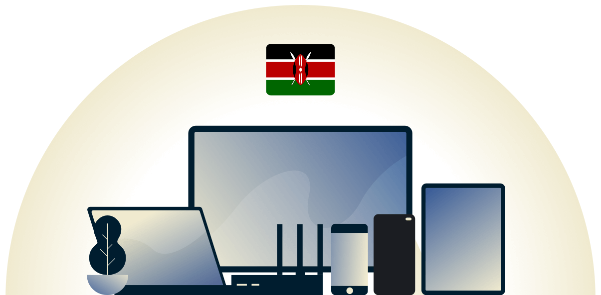 VPN per il Kenya che protegge una varietà di dispositivi.
