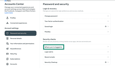 Where you're logged in Facebook.