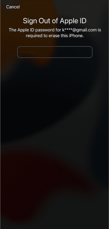 iPhone Sign Out of Apple ID screen.