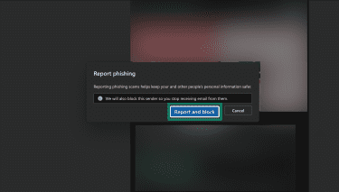 How to report and block phishing email senders in Outlook.