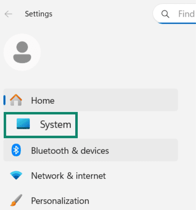 The System option is highlighted in the Windows Settings.