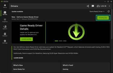 The official Nvidia app, with the Download button highlighted.