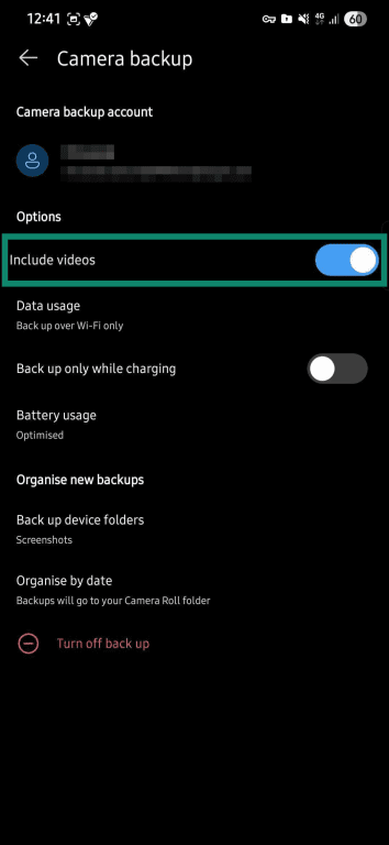 Backing up phone videos on OneDrive.