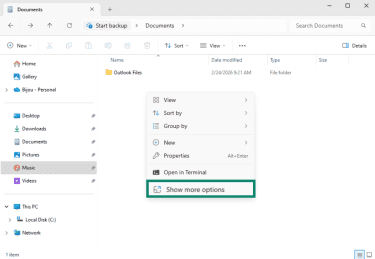 vigate to the folder that contained the lost or deleted data, right-click inside the folder, and select