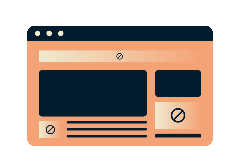ilustración de la función de protección avanzada de bloqueo de páginas web del bloqueador de anuncios