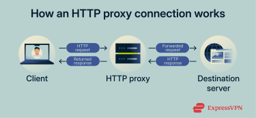 The intermediary role an HTTP proxy server plays in relaying requests and responses between user endpoints and web servers.